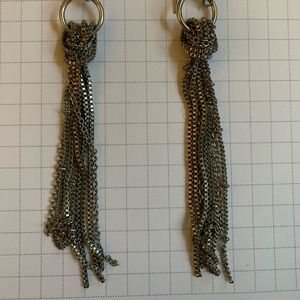 Rocker style silver chain earrings